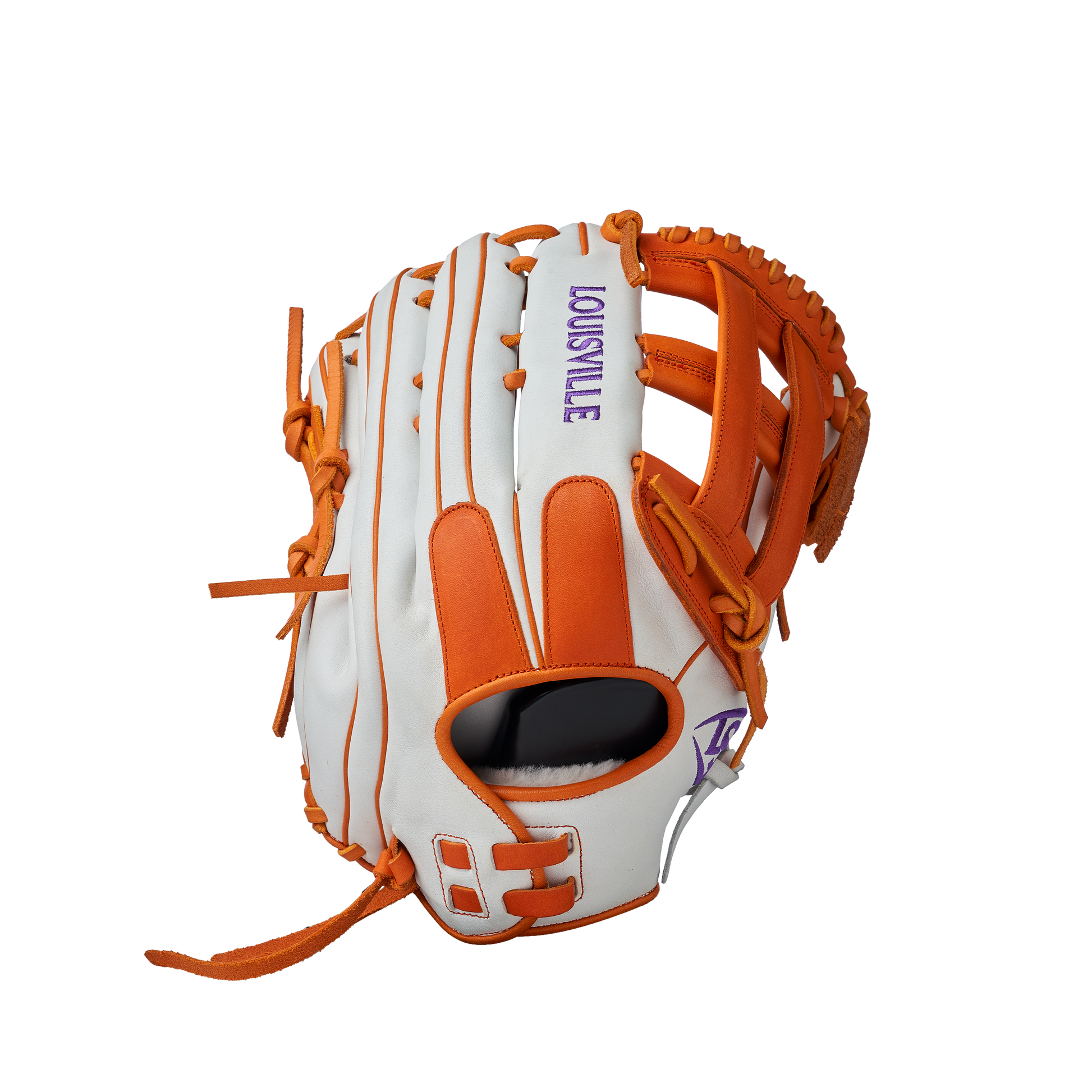 2025 Super Z Slowpitch Fielding Glove - White-Orange (8919413883119)