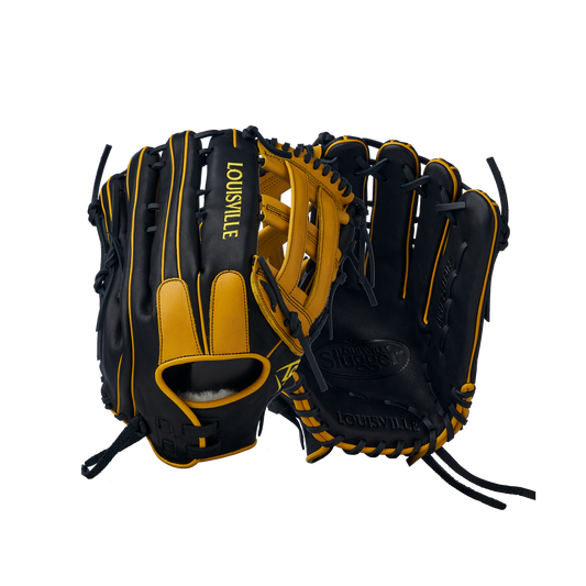 2025 Super Z Slowpitch Fielding Glove - Black-Yellow (8919446782191)