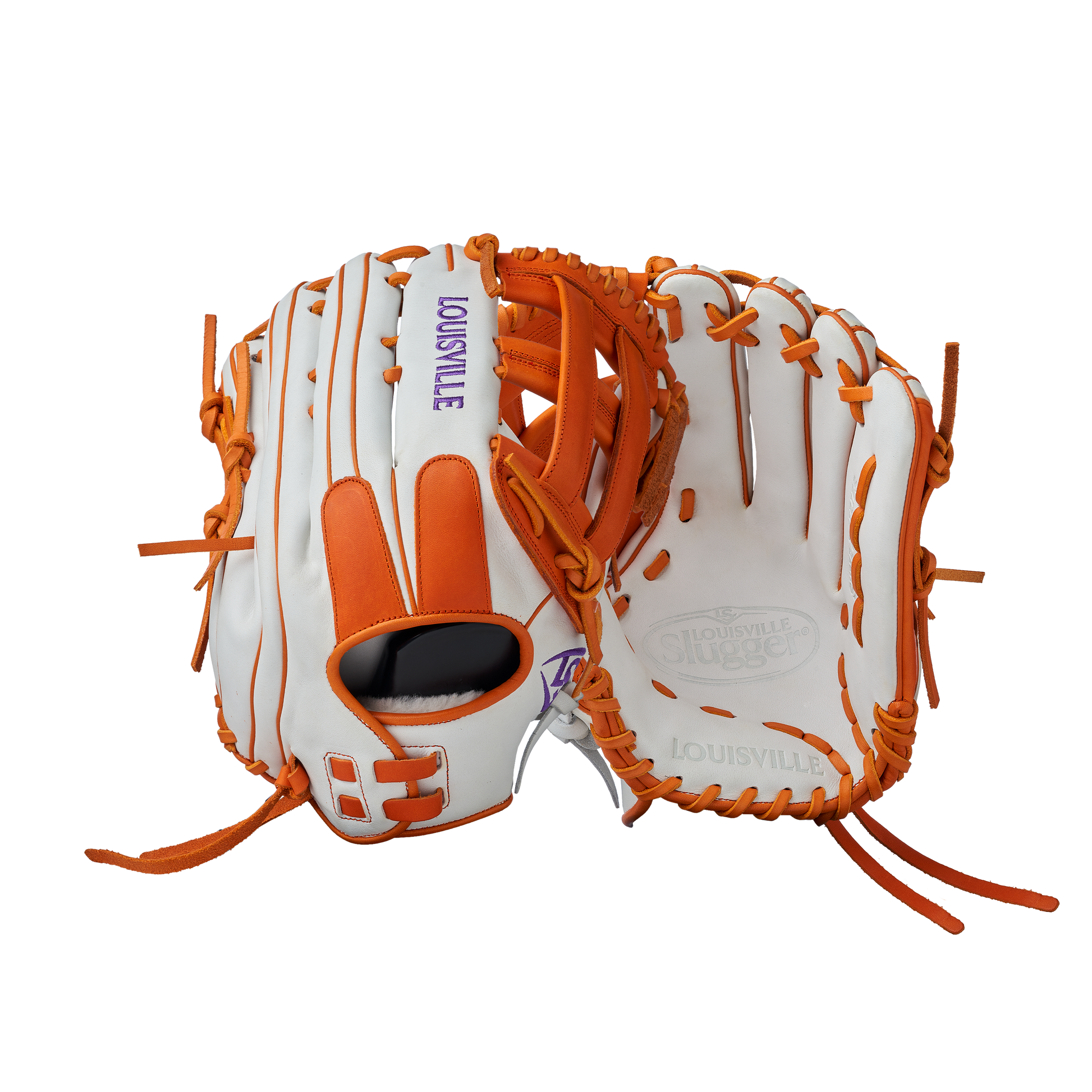 2025 Super Z Slowpitch Fielding Glove - White-Orange (8919413883119)