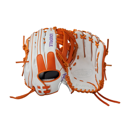 2025 Super Z Slowpitch Fielding Glove - White-Orange (8919413883119)