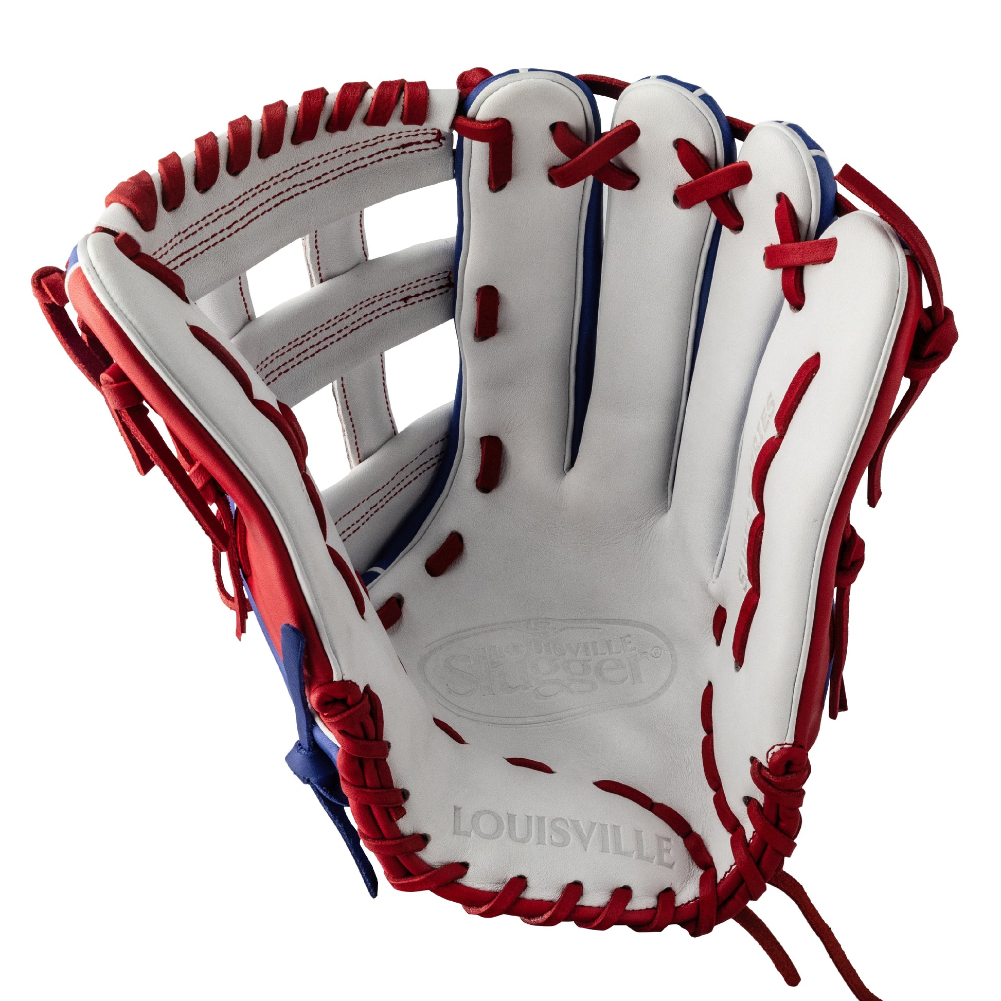 Super Z Slowpitch Fielding Glove 24 - White - Royal - Red (8255297650927)